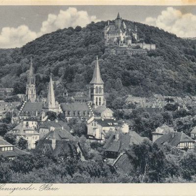 Bild vergrößern: PK_I_0167 Wernigerode Schloss Blick a. Wgd. u.Schl.