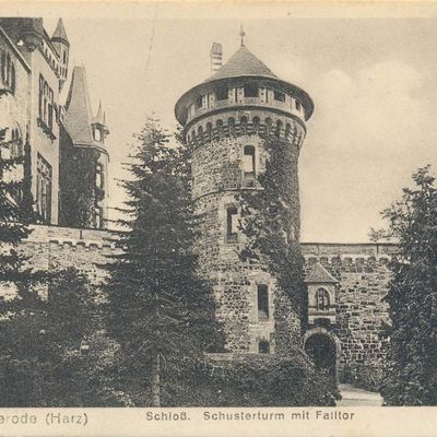 Bild vergrößern: PK_I_0221 Wernigerode Schloss Schusterturm m. Fallt.