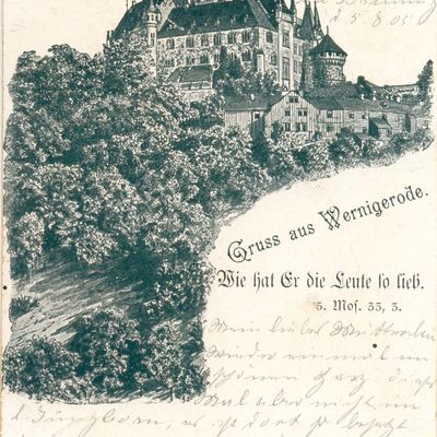 Bild vergrößern: PK_I_0226 Wernigerode Schloss Blick v. Lustgarten