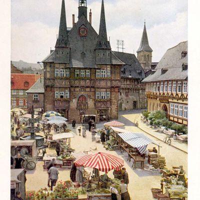 Bild vergrößern: PK_II_0096 Wernigerode Rathaus Markttag i. Wgd.