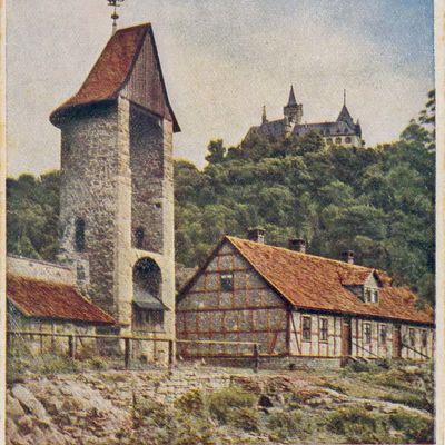 Bild vergrößern: Wernigerode Innenstadt Schloss mit Wehrturm (PK_III_0027)