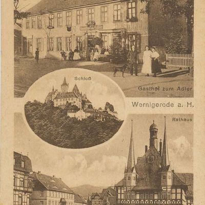 Bild vergrößern: PK_IV_0175 Wernigerode Hotels Gasthof zum Adler, Rathaus und Schloss