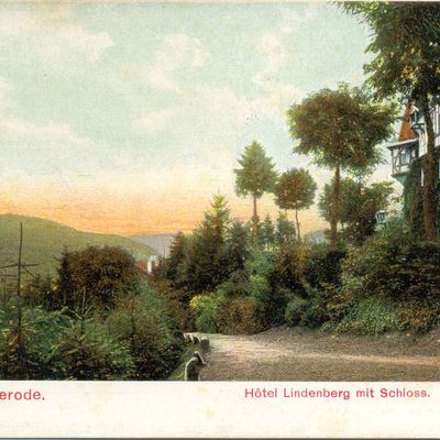 Bild vergrößern: PK_IV_0250 Wernigerode Hotels Hotel Lindenberg mit Schloss