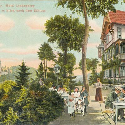 Bild vergrößern: PK_IV_0253 Wernigerode Hotels Hotel Lindenberg u. Blick n. d. Schloss