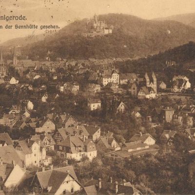 Bild vergrößern: PK_V_0064 Wernigerode Stadtansichten Stadt m. Schloß von der Sennhütte aus gesehen