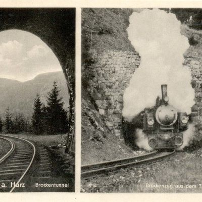 Bild vergrößern: PK_IX_0027 Wernigerode Harzquerbahn Brockentunnel, Brockenzug aus dem Tunnel kommend