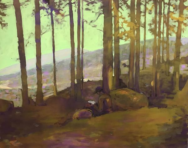 "Otto Illies im Wald, zeichnend." Christine Bergmann