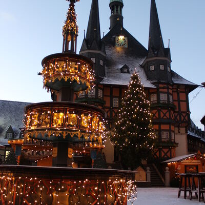 Wohlt&auml;terbrunnen an Weihnachten 